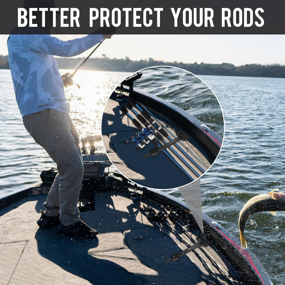 Self-retracting mechanism grips fishing rods
