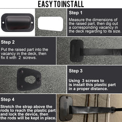 Installation note showing required deck cut for fit