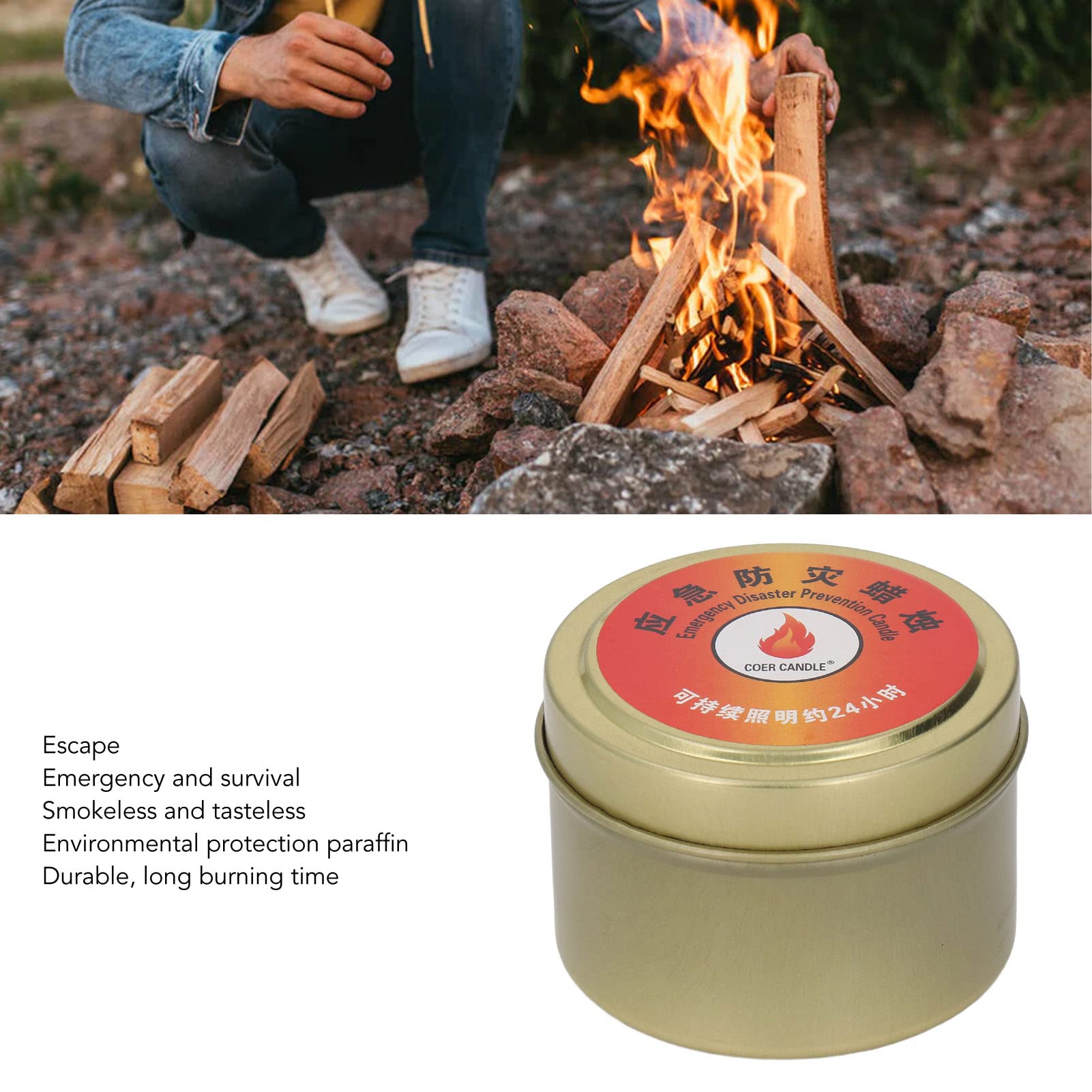 Fabater Survival Candle in camping setup providing portable light