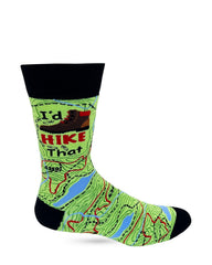 Fabdaz socks displaying the I'd Hike That slogan for hikes and casual wear