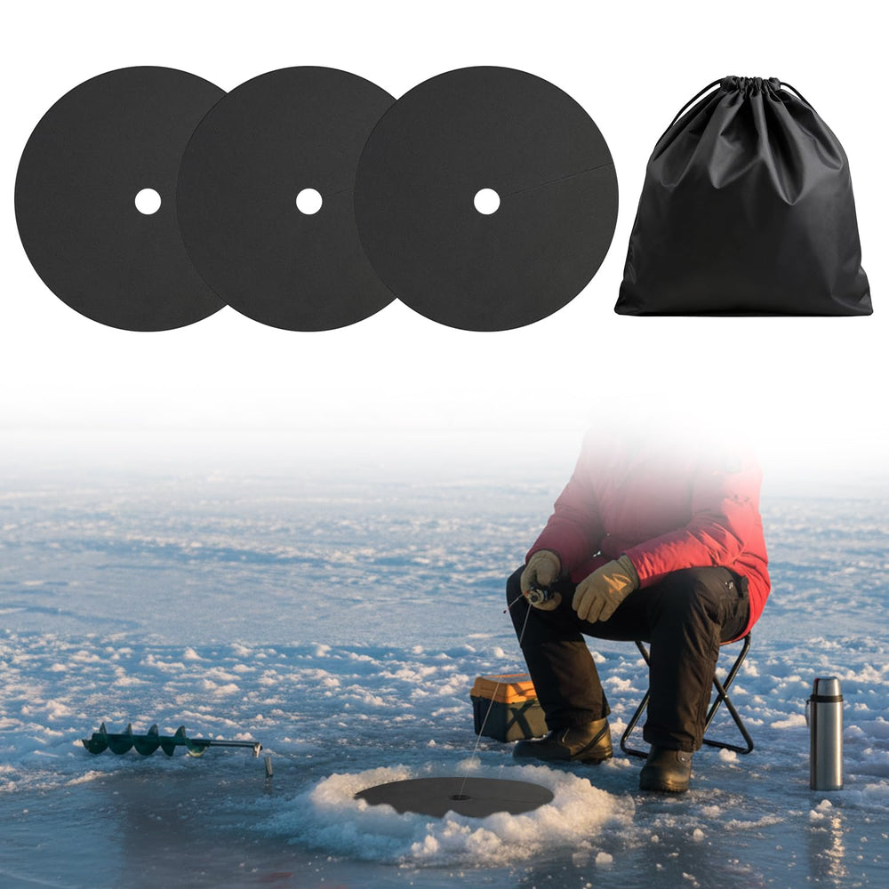 Fabflame 12-Inch ice fishing hole cover in black, 0.6 inch thick.