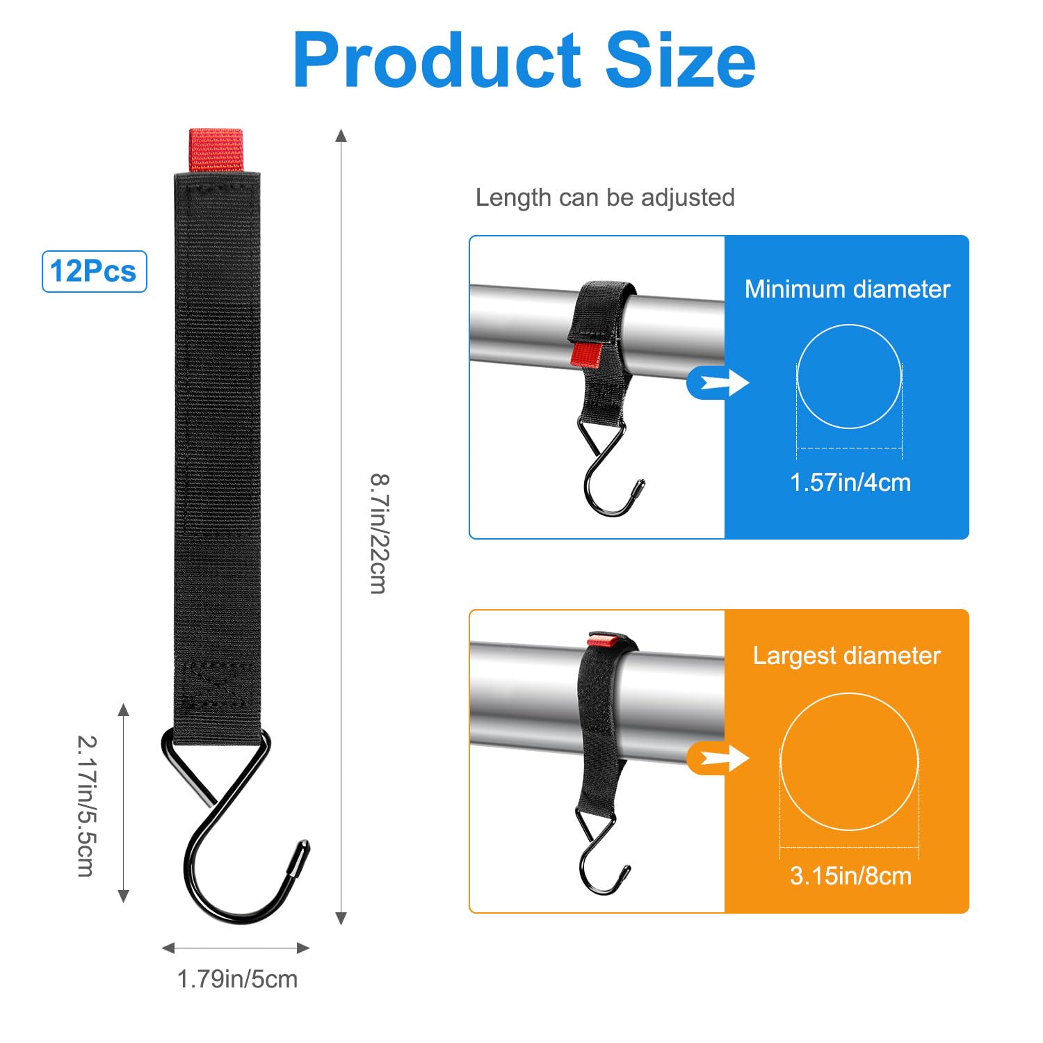 Close-up of heavy-duty nylon hook and metal hook for ice shelter