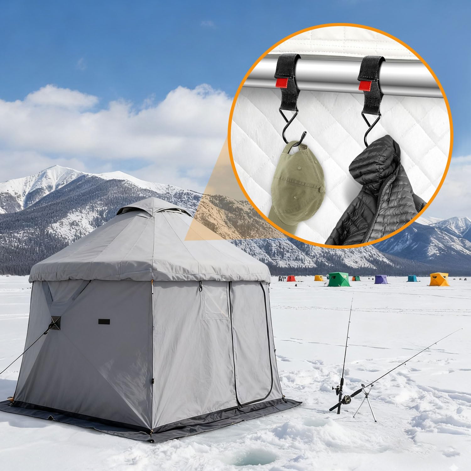 Weather-resistant nylon material and metal hooks for winter use