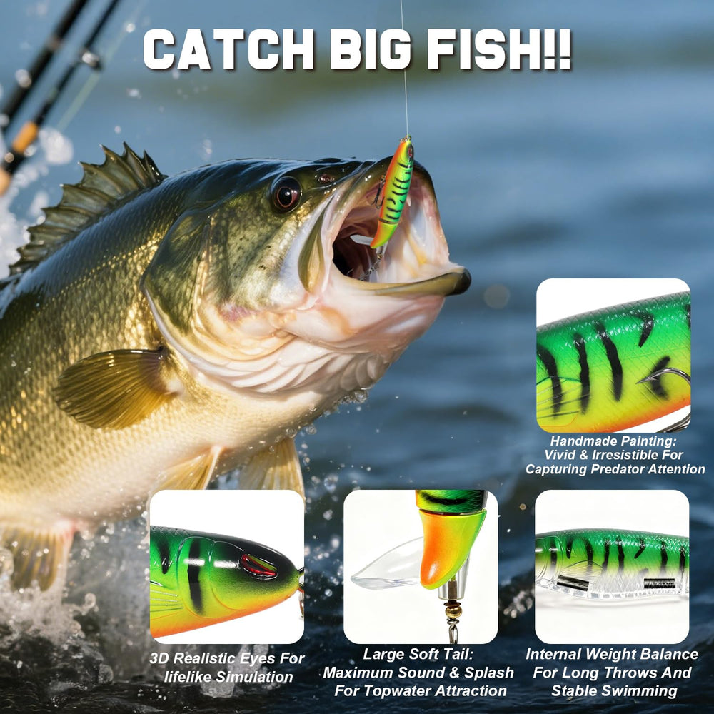 3D realistic eyes and painted details on lure