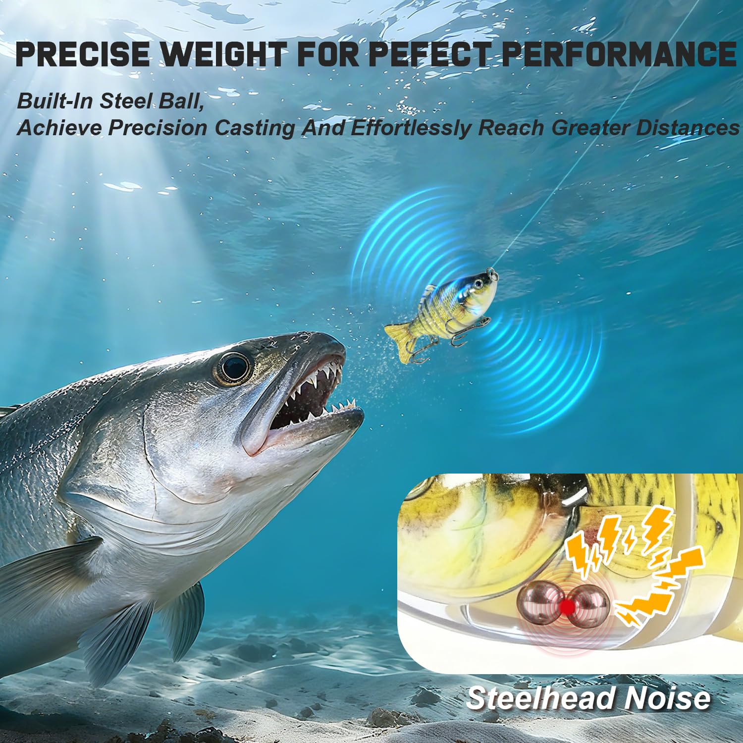 Built-in gravity steel ball and rattle for casting