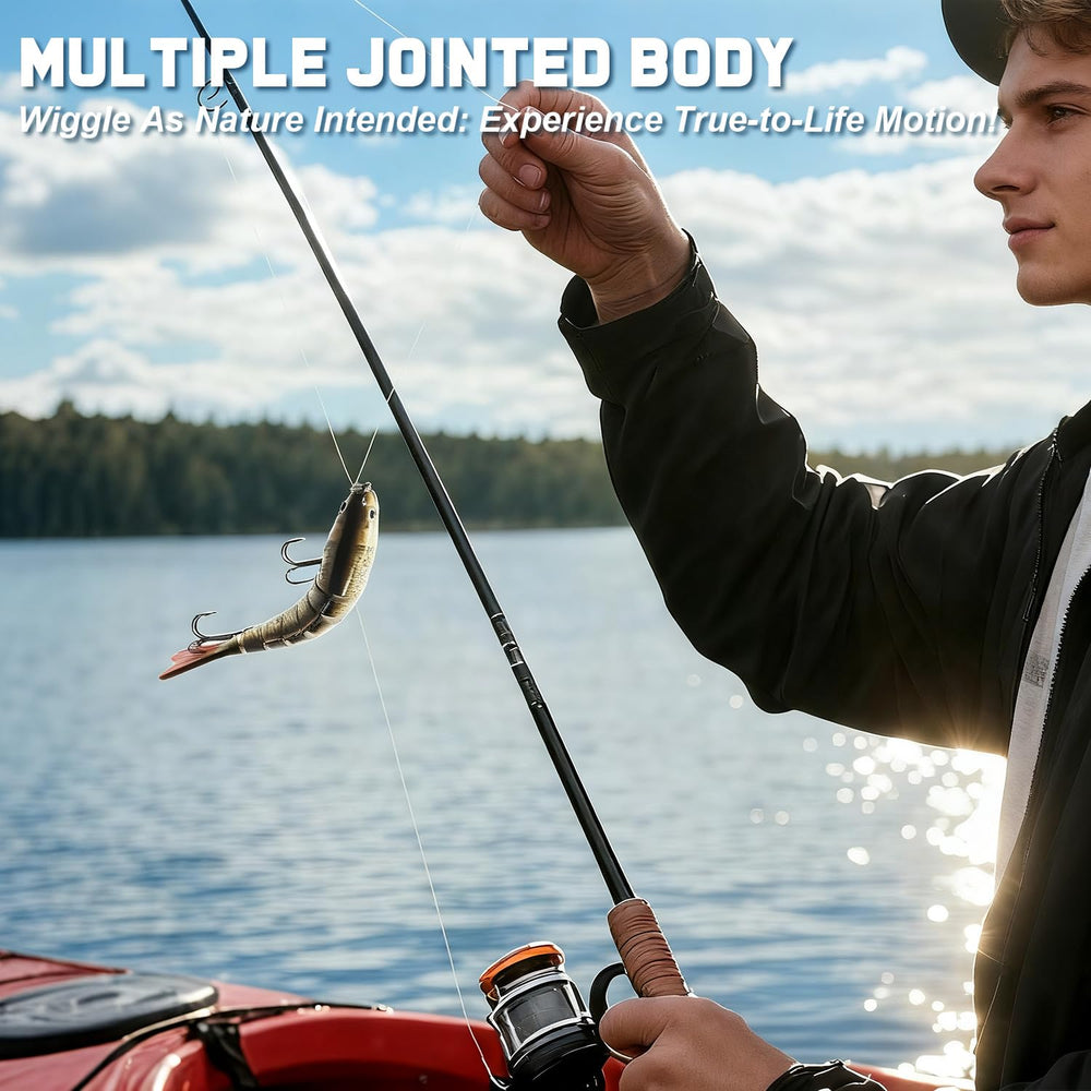 Wide swimbait measuring 3.94 inches