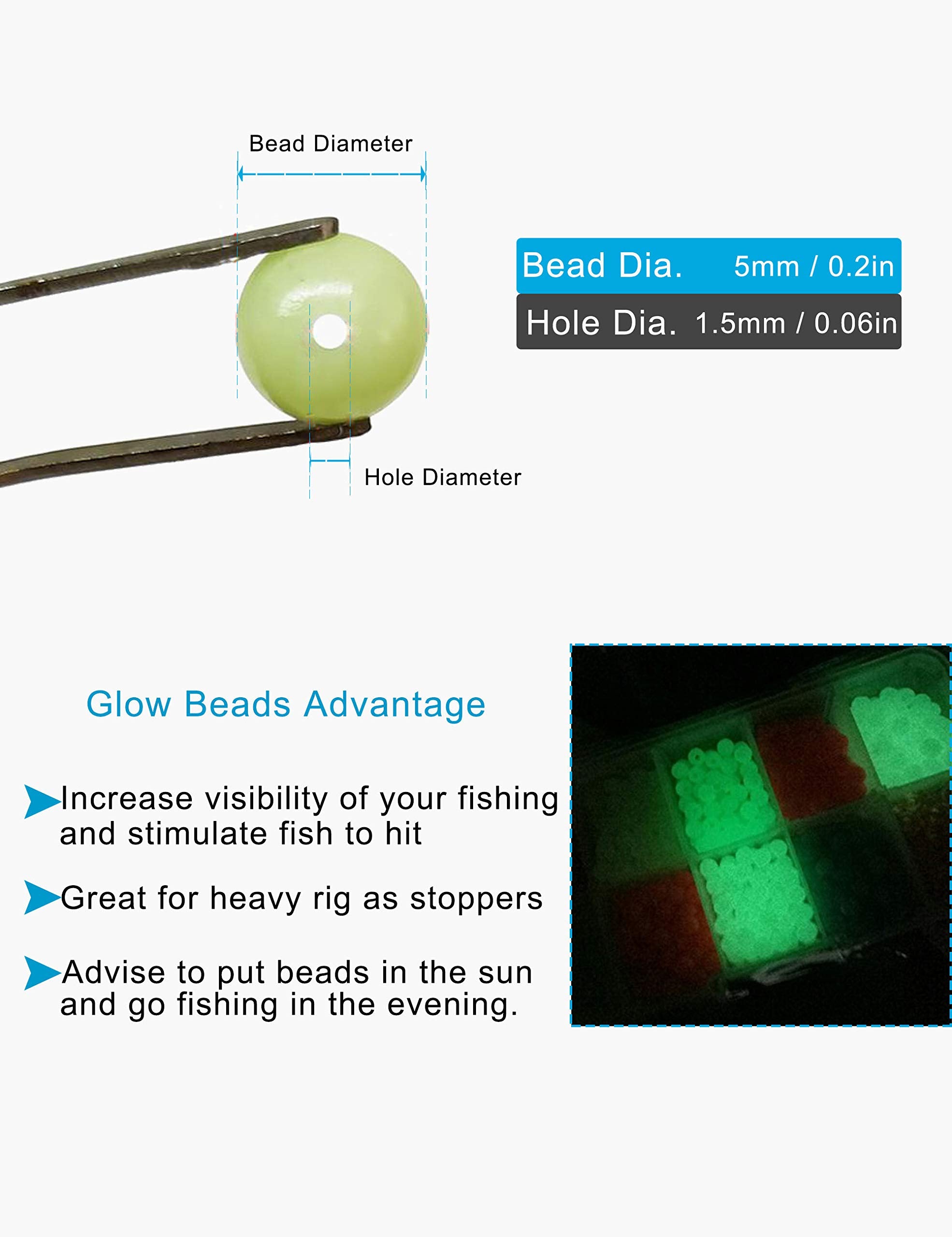 Beads used for rig making on fishing line and lures