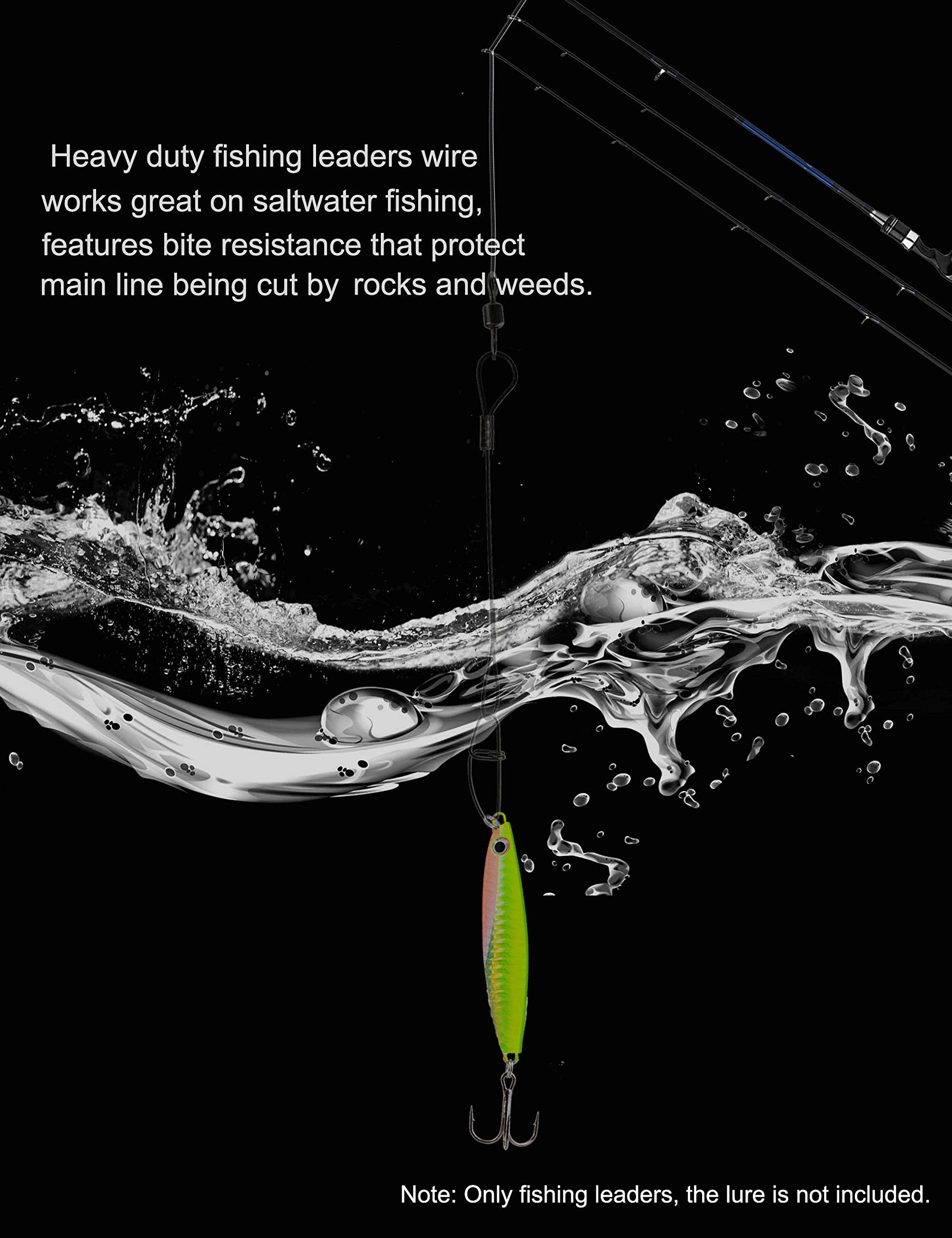 Saltwater fishing leader ready for use with swivel and snap ends