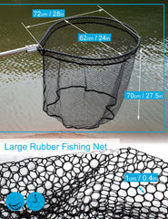 Heavy-duty aluminum landing net with telescoping handle