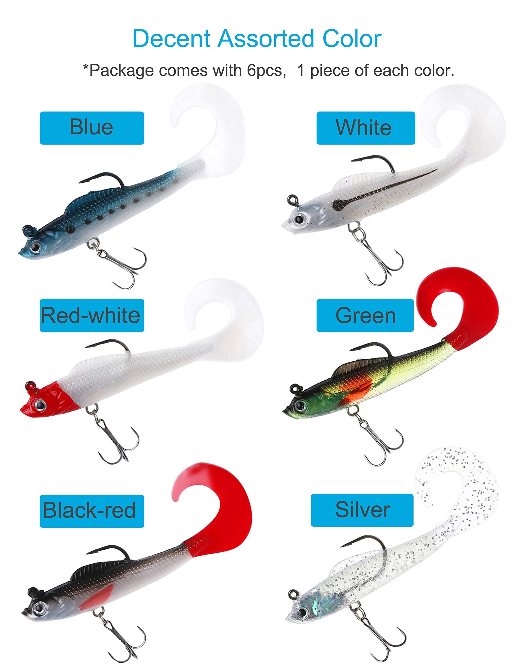 Facikono bass jig head soft swimbait in black and red color