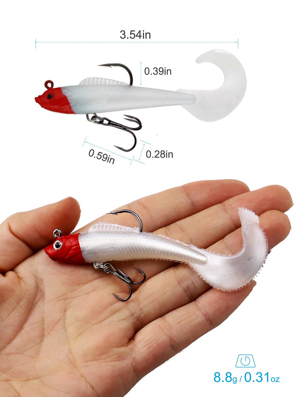 Facikono bass jig head soft swimbait in silver color