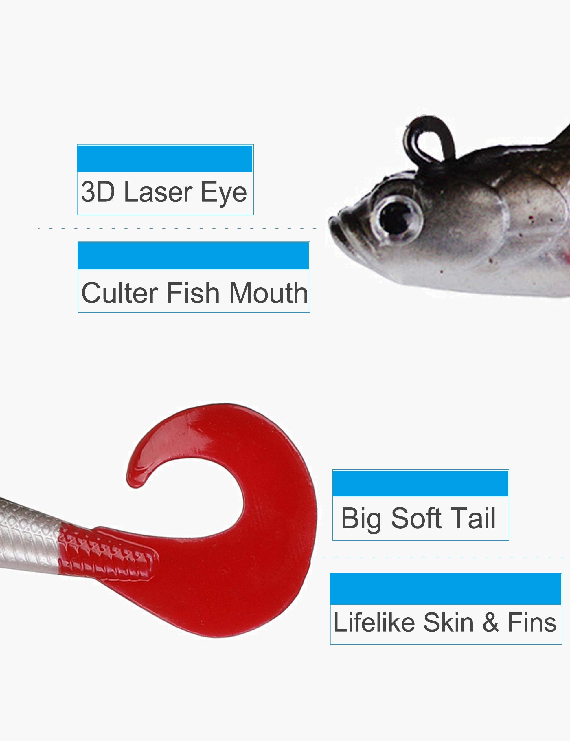 Facikono bass jig head soft swimbait - white color