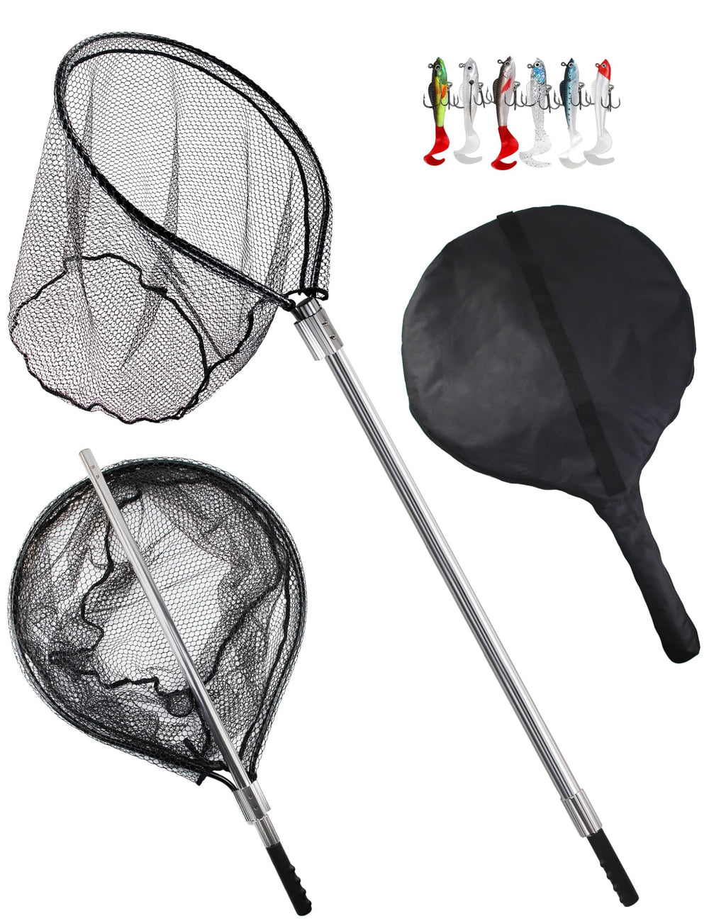 Facikono large rubber fishing net assembly with oversized hoop for easy landings.