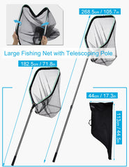 Rubber-coated fishing net that is gentle on fish and reduces snagging