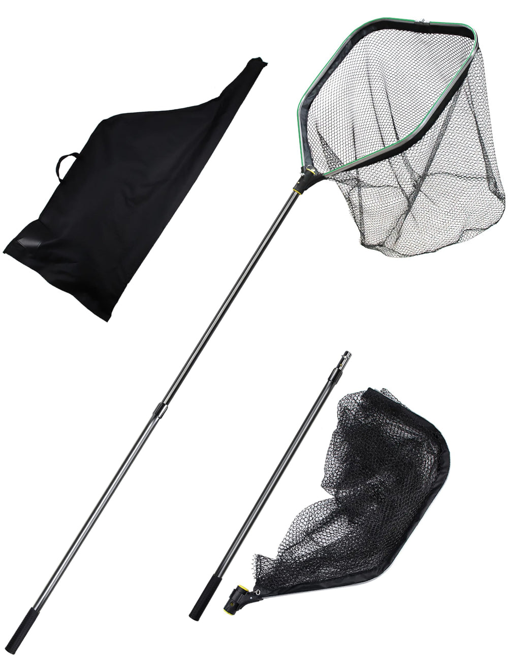 Facikono saltwater large fishing net extended to 75.8-105.7 inches for landing bigger fish