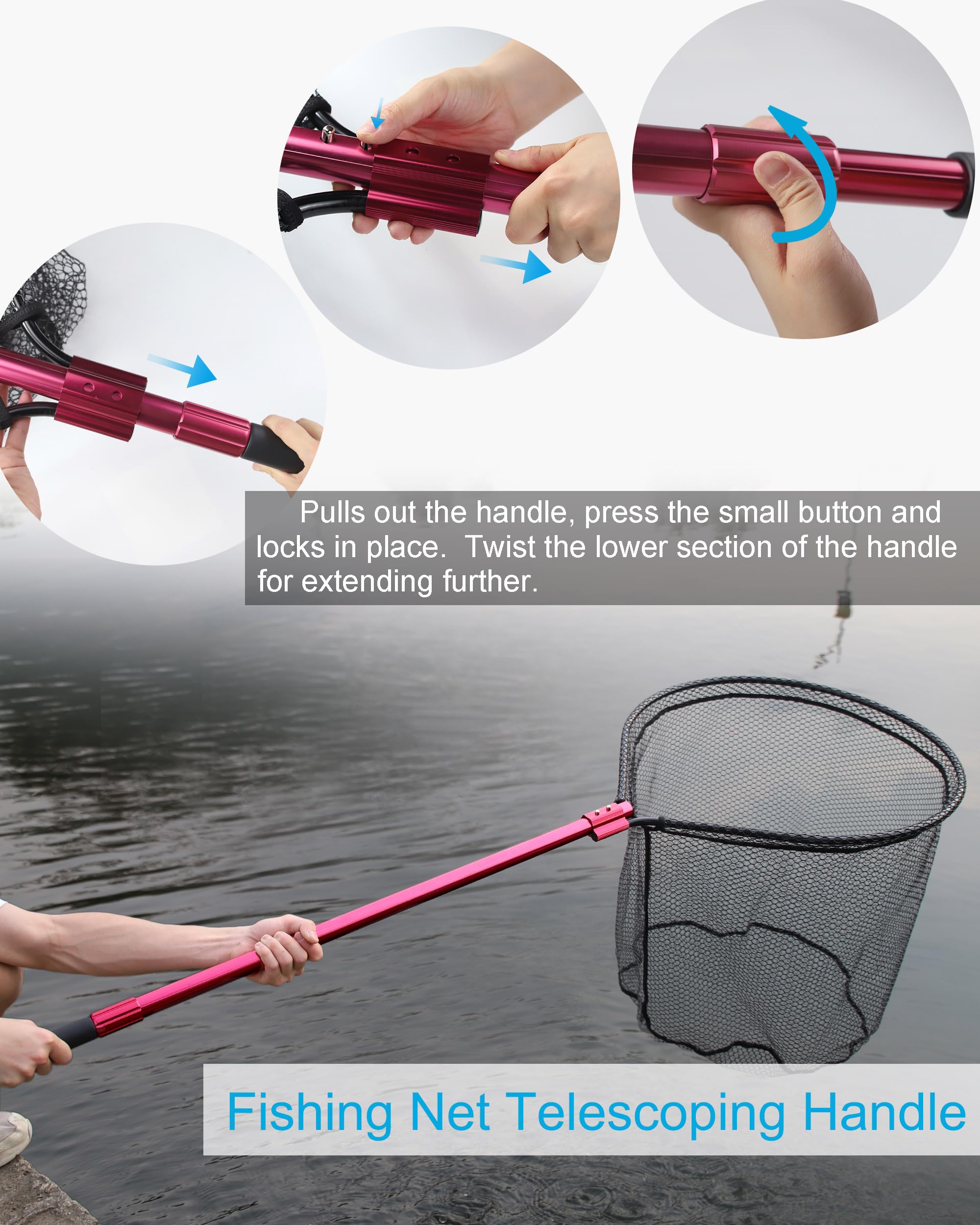 Telescoping aluminum handle with two-button locking