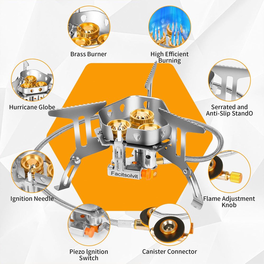 Facitsolvit 9900W butane adapter setup for versatile fuel options.