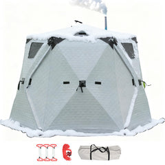 Factildfulzhan upgraded ice tent with stove jack for group winter fishing.