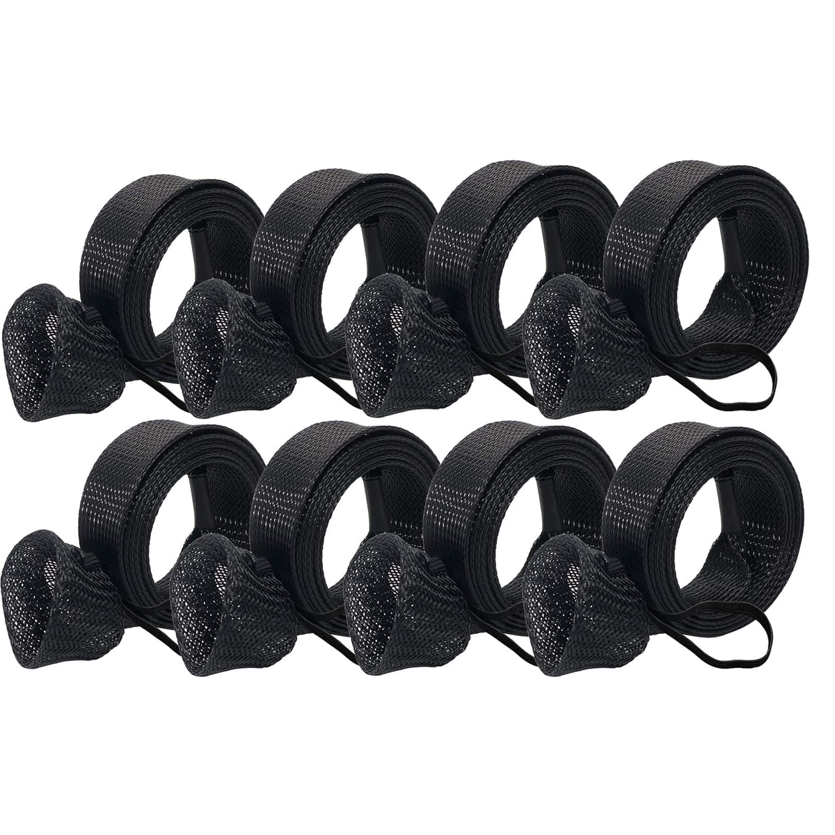 Facune 8 pack rod sleeves in black with braided mesh