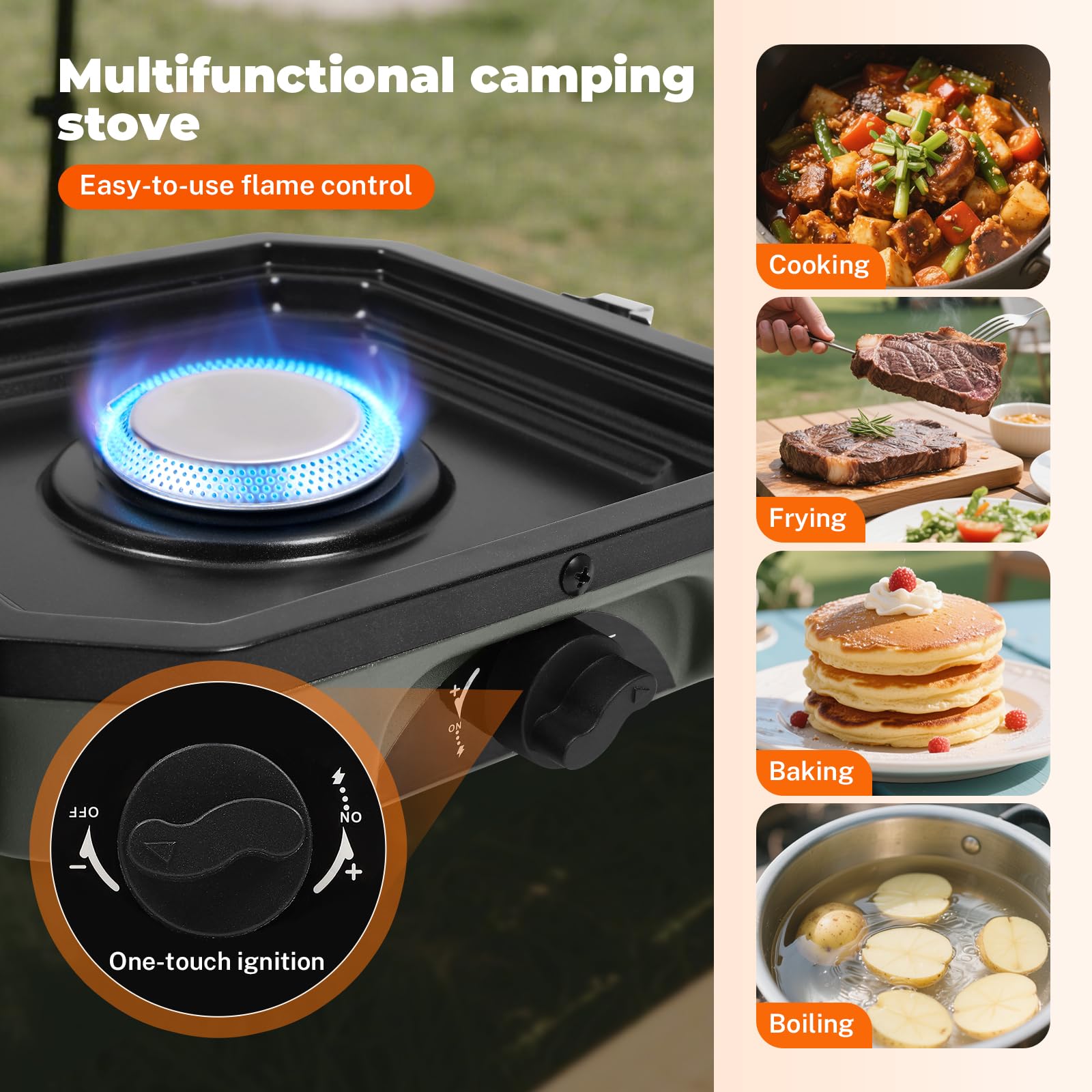FAHKNS dual burners 17000 BTU for efficient outdoor meals
