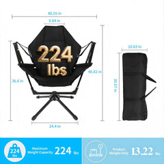 FAHKNS hammock camping chair adjustable backrest for personalized comfort during use.
