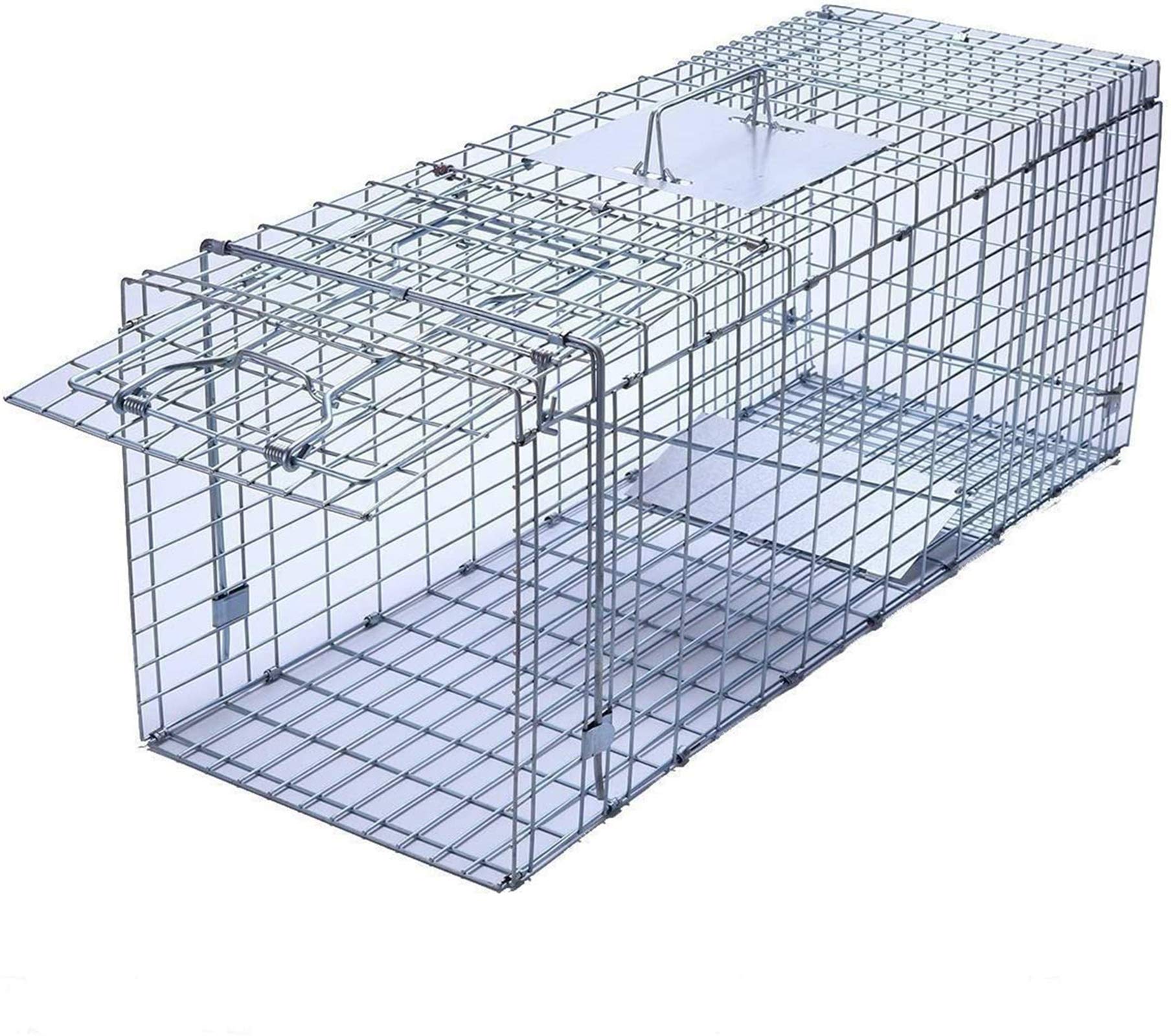 Faicuk large cage trap front view with escape-proof trigger for safe wildlife containment