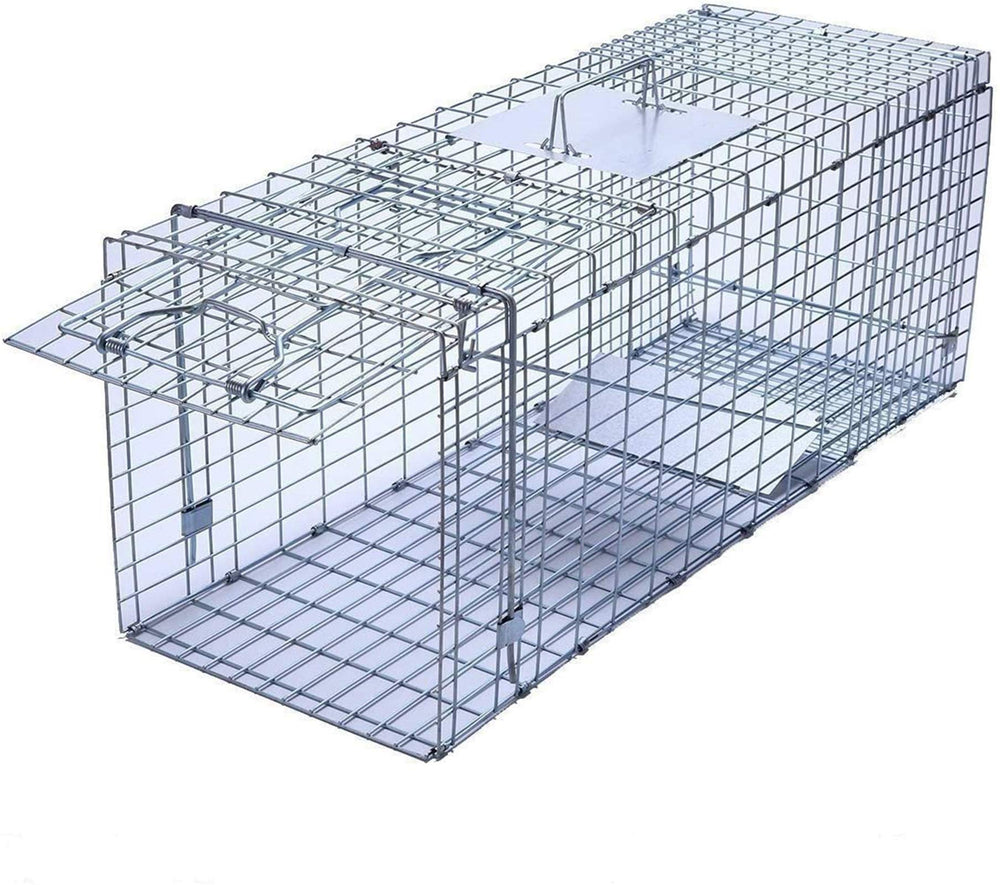 Faicuk large cage trap front view with escape-proof trigger for safe wildlife containment