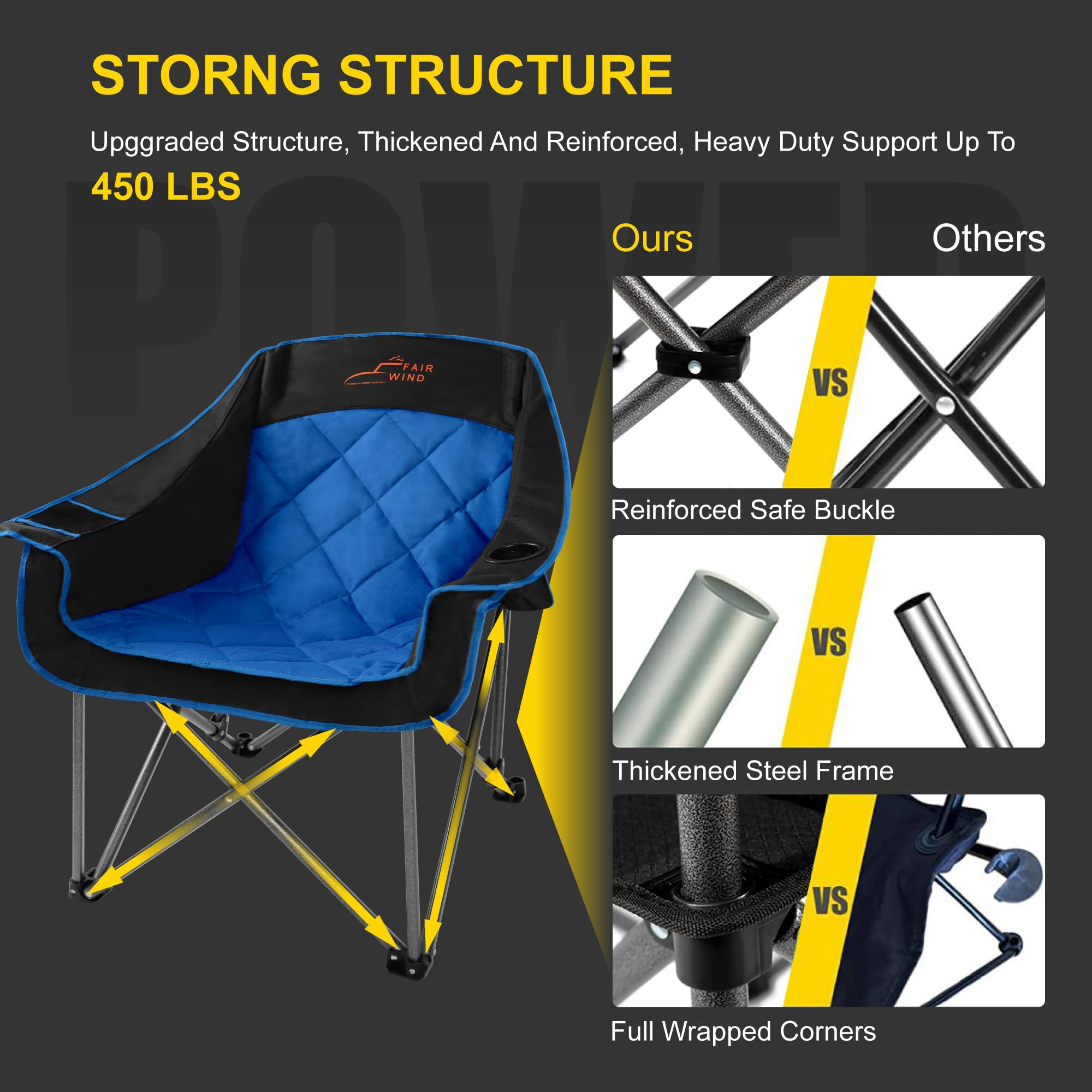FAIR WIND chair in use outdoors demonstrates spacious seating and load capacity