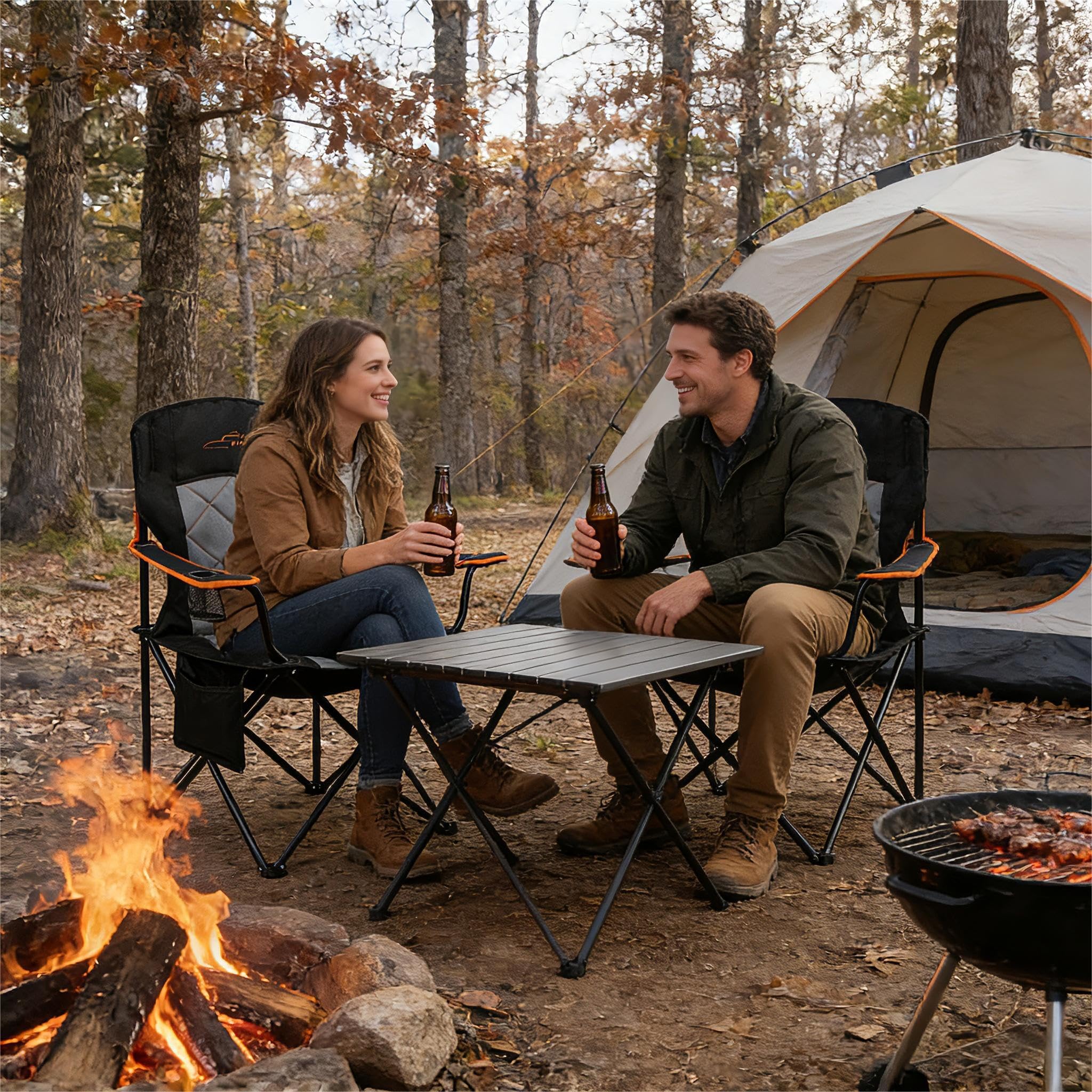 FAIR WIND heavy-duty quad-fold frame stabilizes on uneven ground.