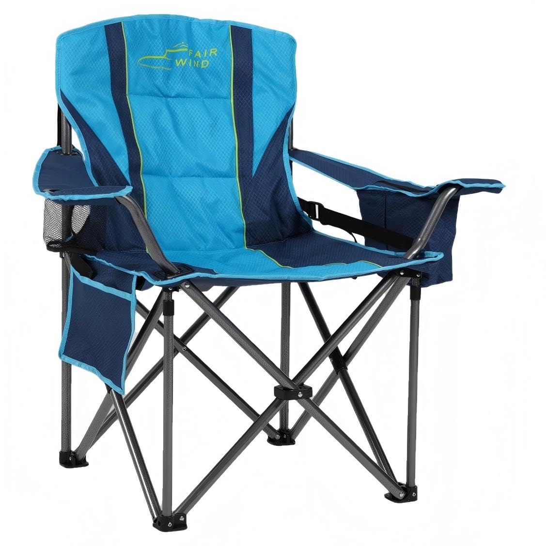 FAIR WIND oversized chair green front view highlighting lumbar support and roominess