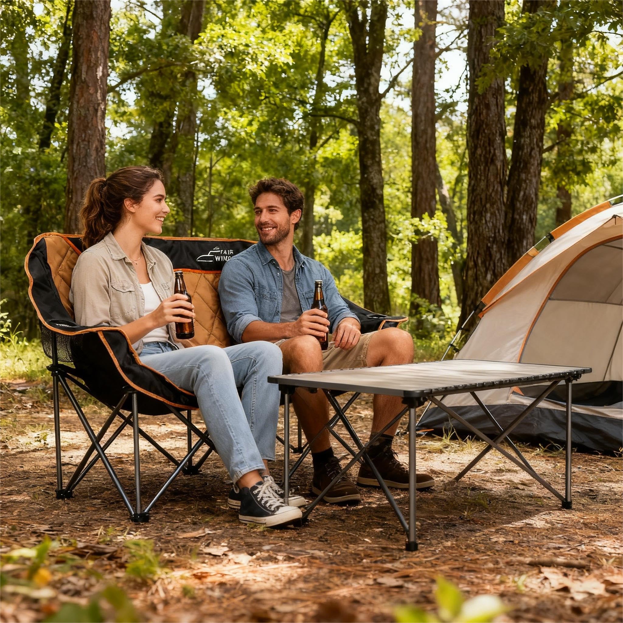 Fair Wind oversized padded chair side view emphasizes stability and leg support.