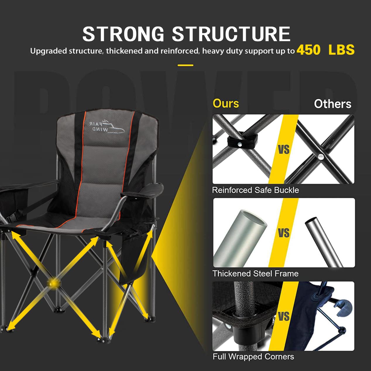 FAIR WIND packable chair stored in tote bag for easy transport