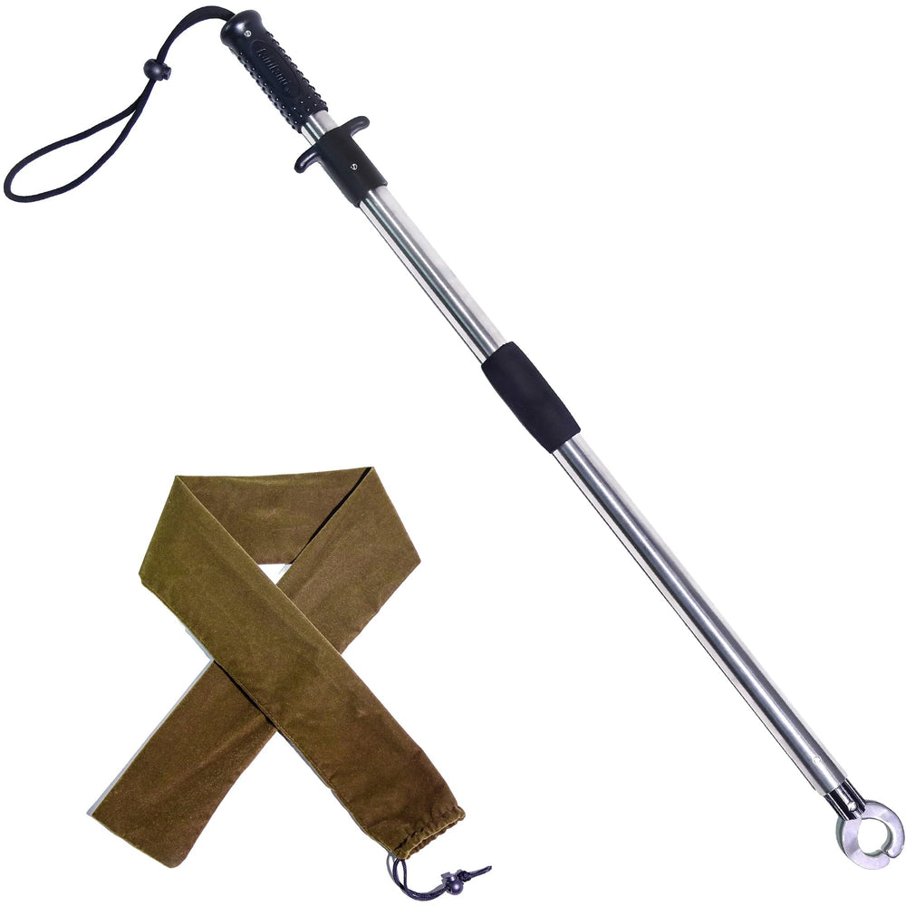 Fairiland heavy-duty fish gripper extended-handle for safer standing operation on deck.