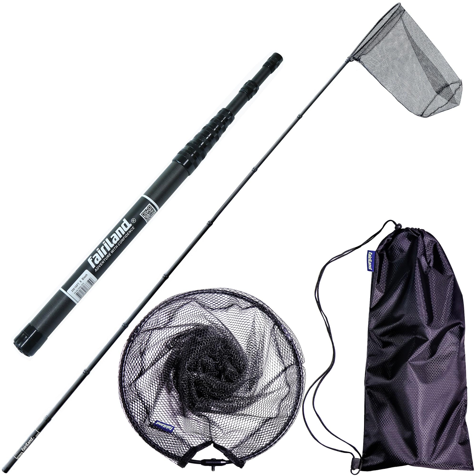 Fairiland Maykay 11ft extendable fishing net with long handle and carbon pole