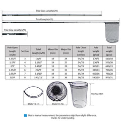 Collapsed net length of 22 inches stored in a storage bag