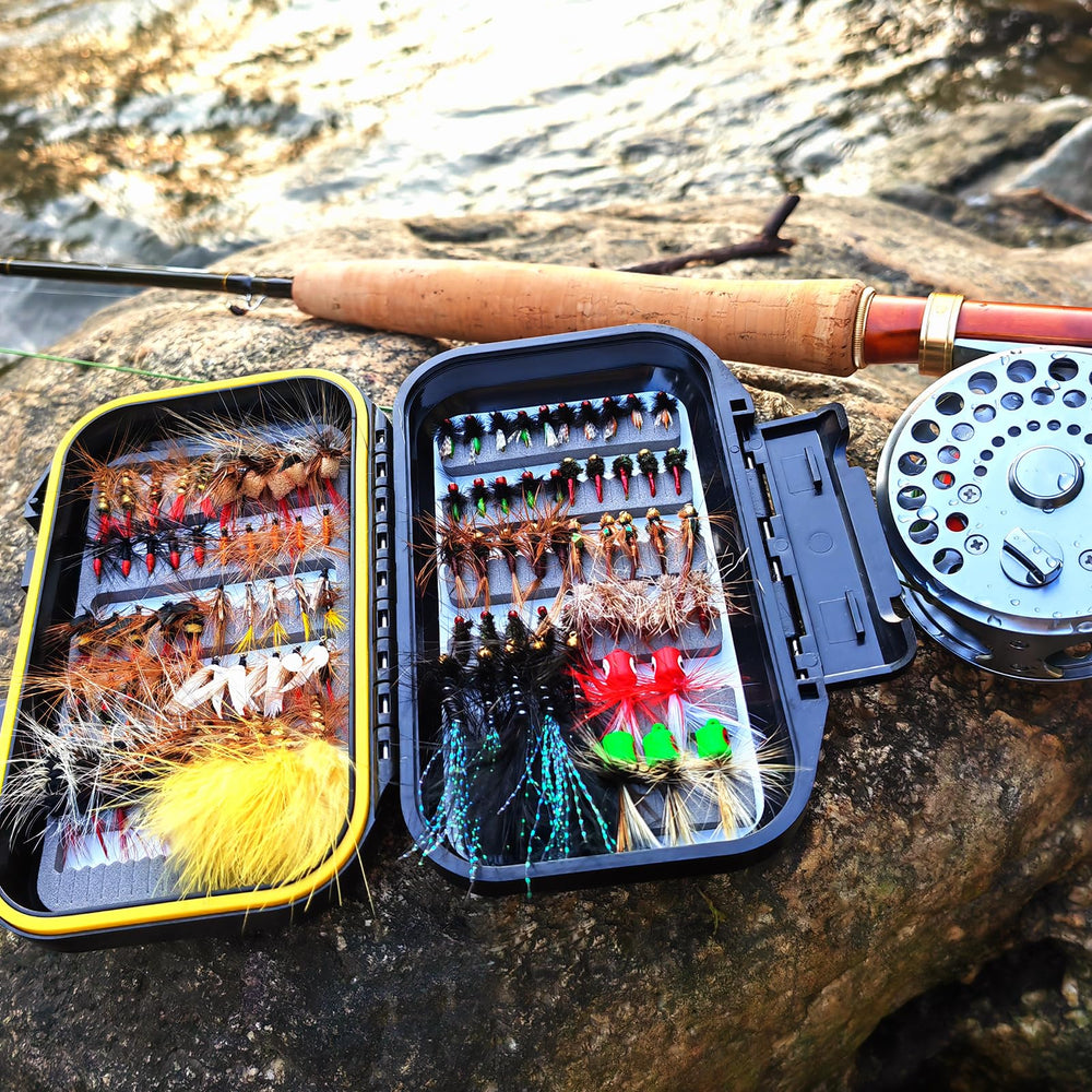 FAISOX Greyling-Pike-Carp fly collection close-up shows broad tackle versatility.