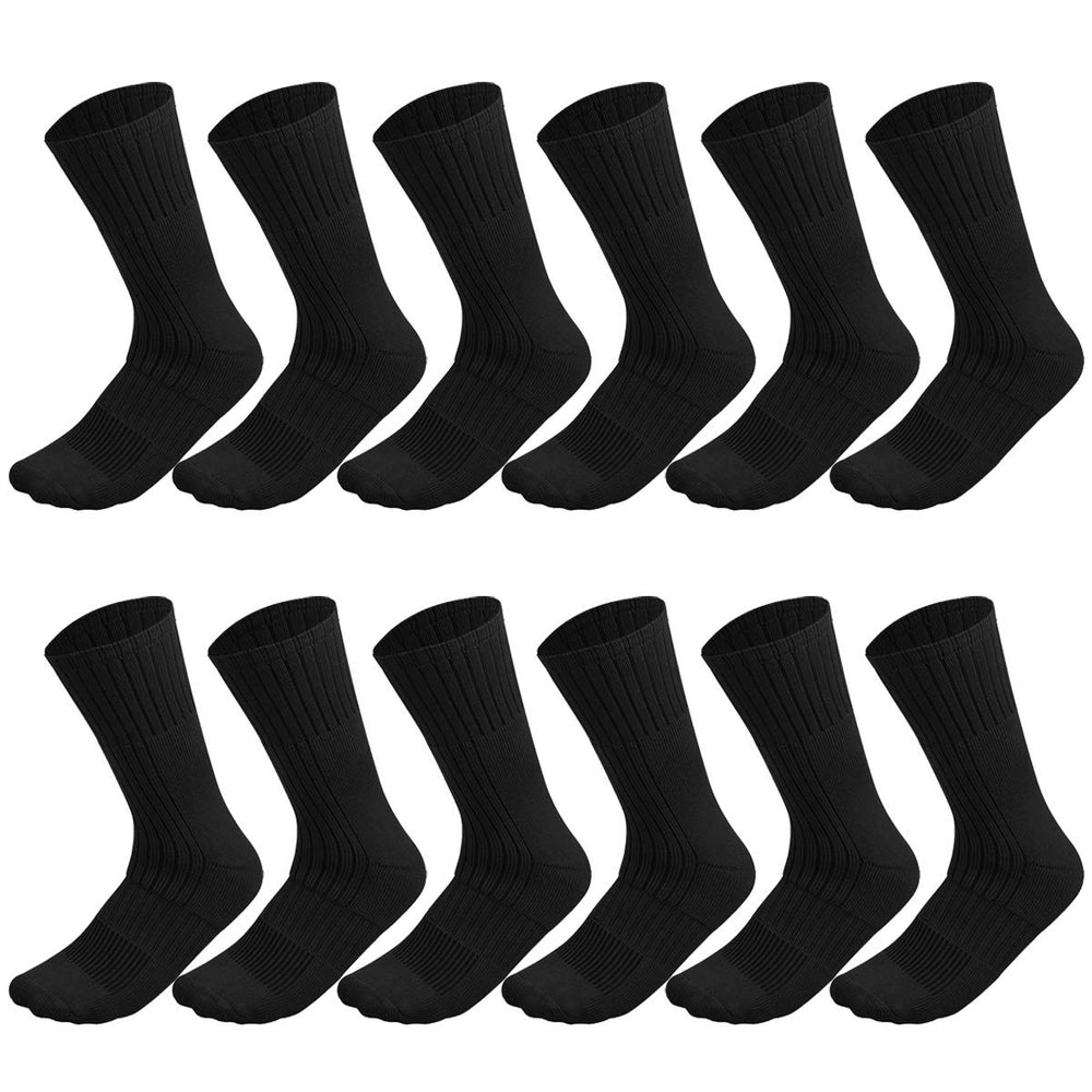 Falari 12-pack men's army boot socks, front view showing durability.