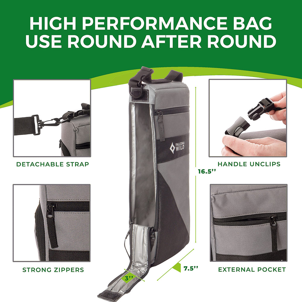 Falcona Wild padded carry straps offer comfortable hand or shoulder carry.