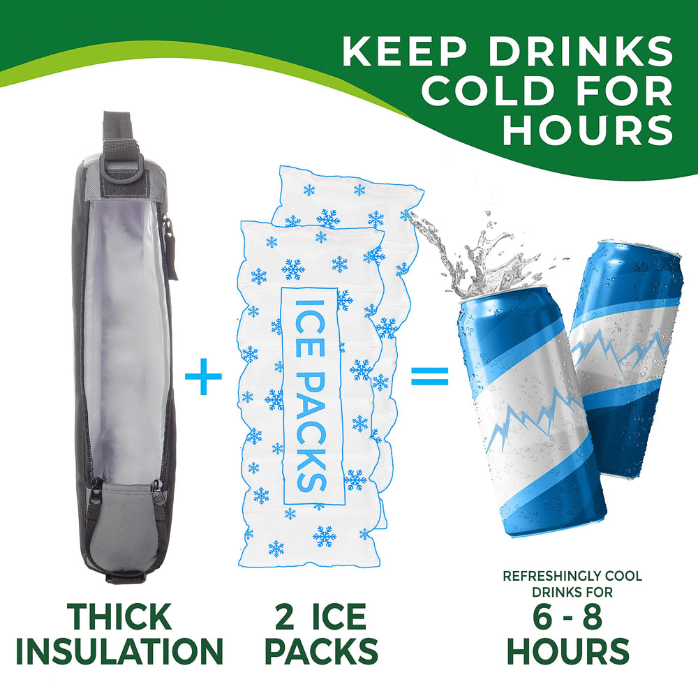 Falcona Wild ice packs included, showing compact freezer packets that keep drinks cold without extra ice.