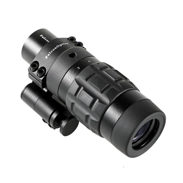 FalconOptics 1.5X-5X magnifier front view for crisp mid-range targeting