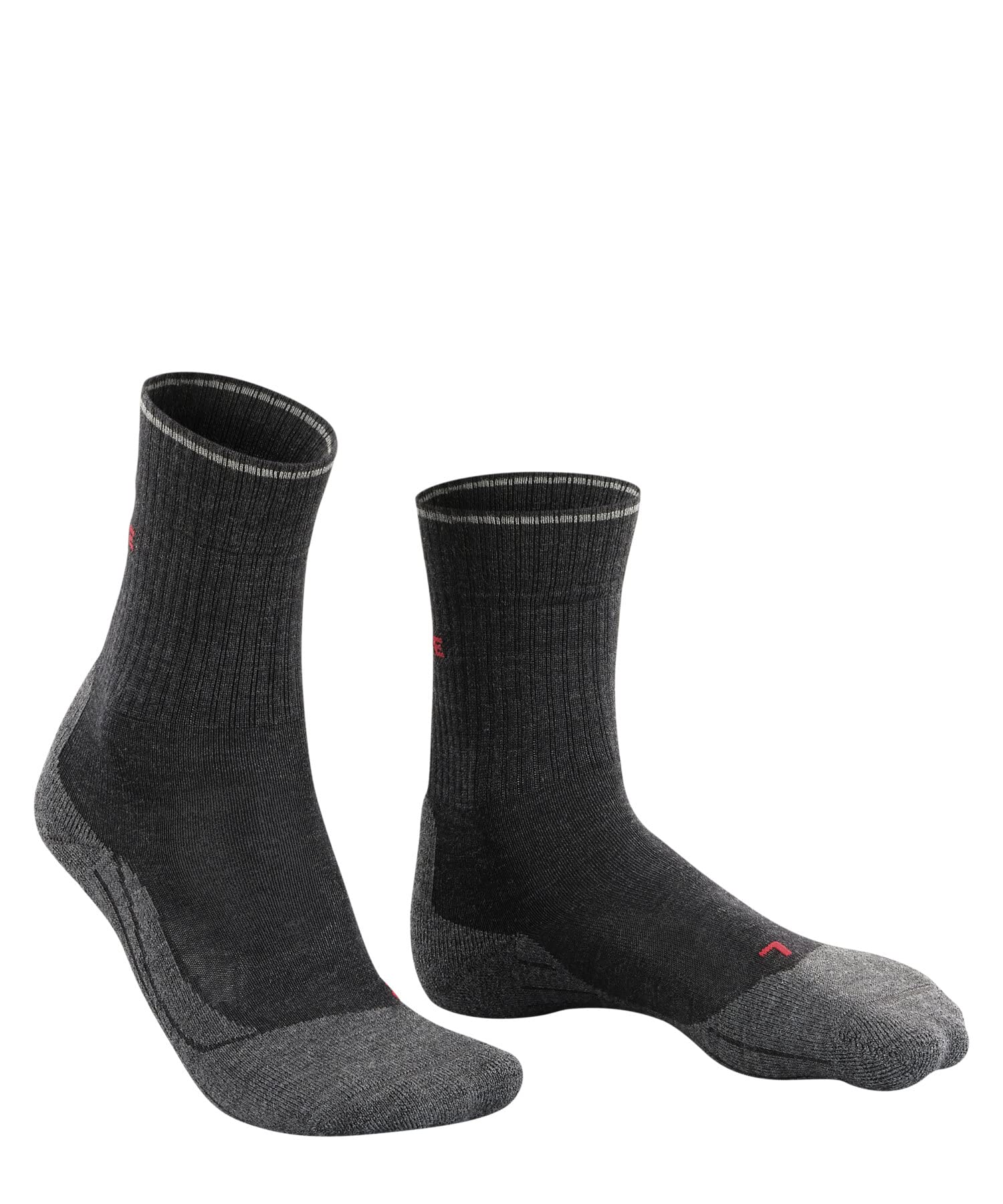 Falke Women TK2 Explore Wool Silk crew cut socks cuff closeup in grey