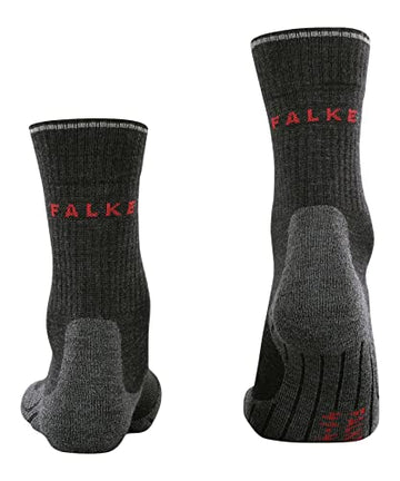 Falke Women TK2 Explore Wool Silk crew cut socks side view showing grey color