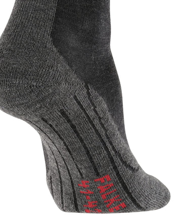 Falke Women TK2 Explore Wool Silk crew cut socks texture closeup in grey