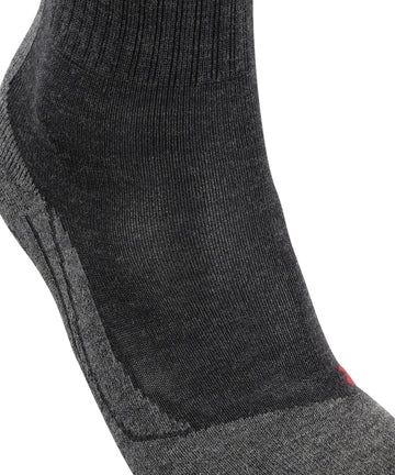 Falke Women TK2 Explore Wool Silk crew cut socks top view texture in grey