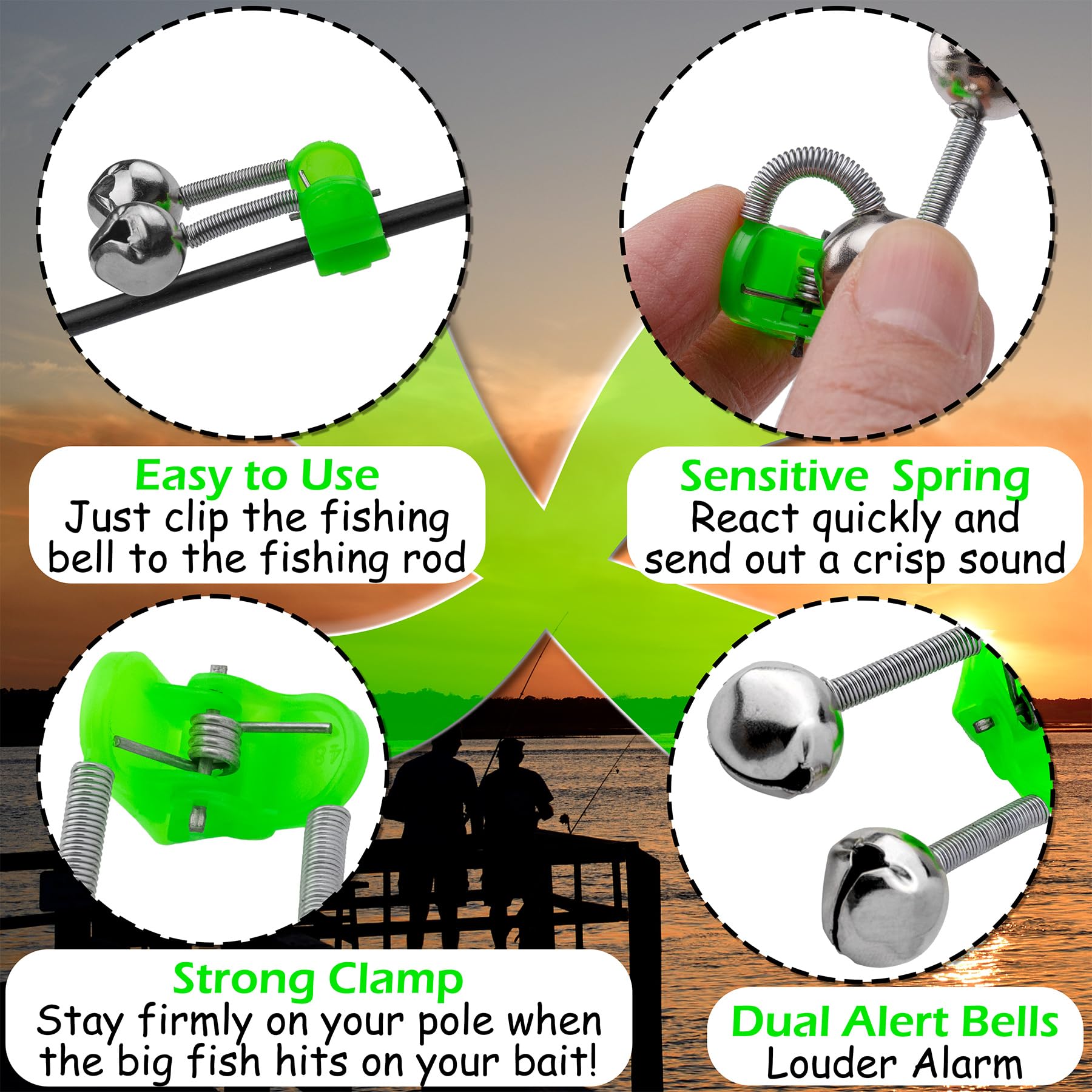 Close-up of the clip mechanism for fishing bell clips