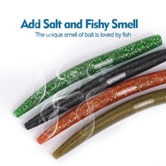 Assorted color designs of 3.93-inch Senko Worms for freshwater and saltwater