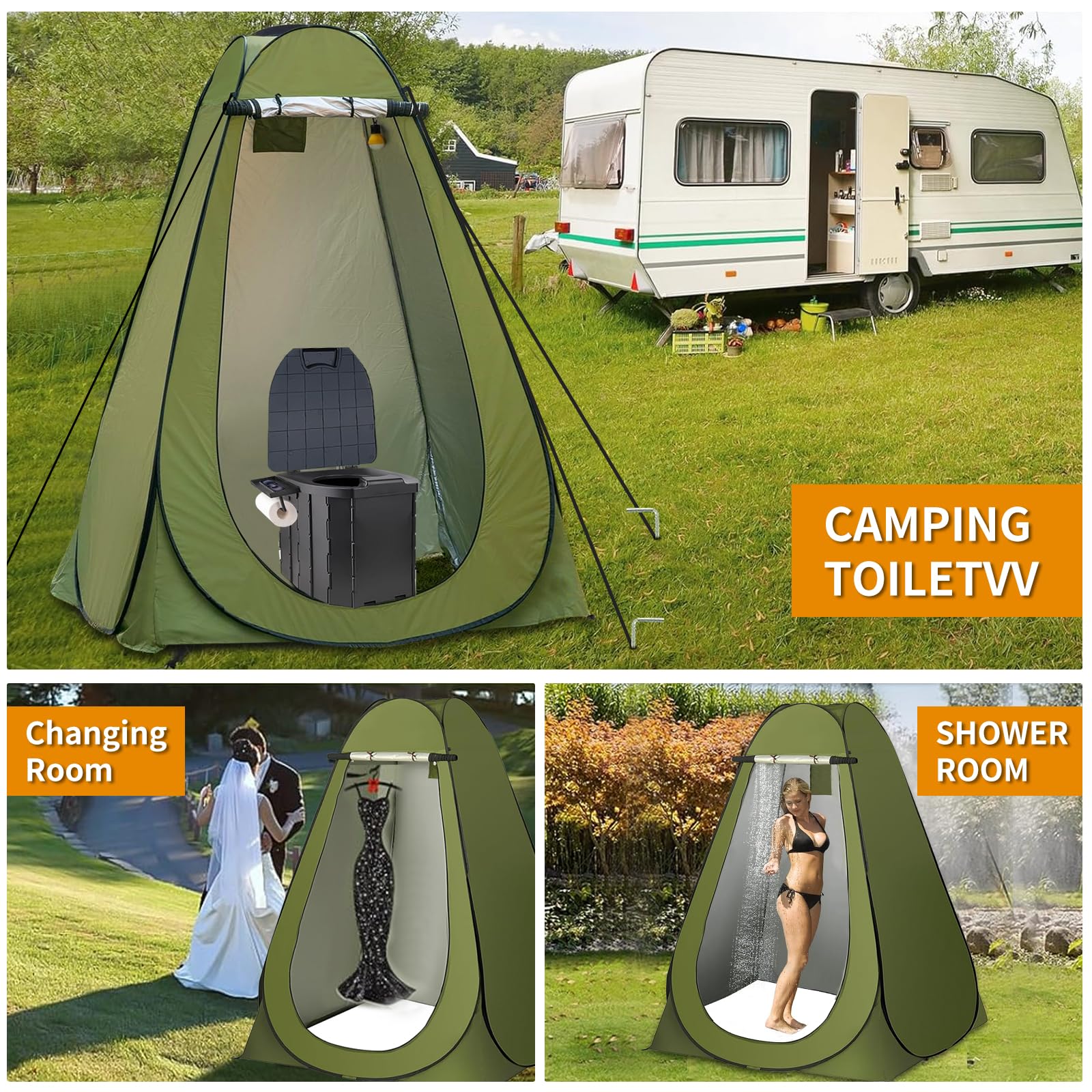 FAMILON complete equipment included with folding toilet and privacy tent.