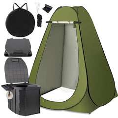 FAMILON portable toilet kit pop-up privacy tent offers quick camping privacy.