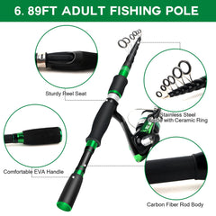 Extended retractable fishing rods showing lightweight carbon fiber build