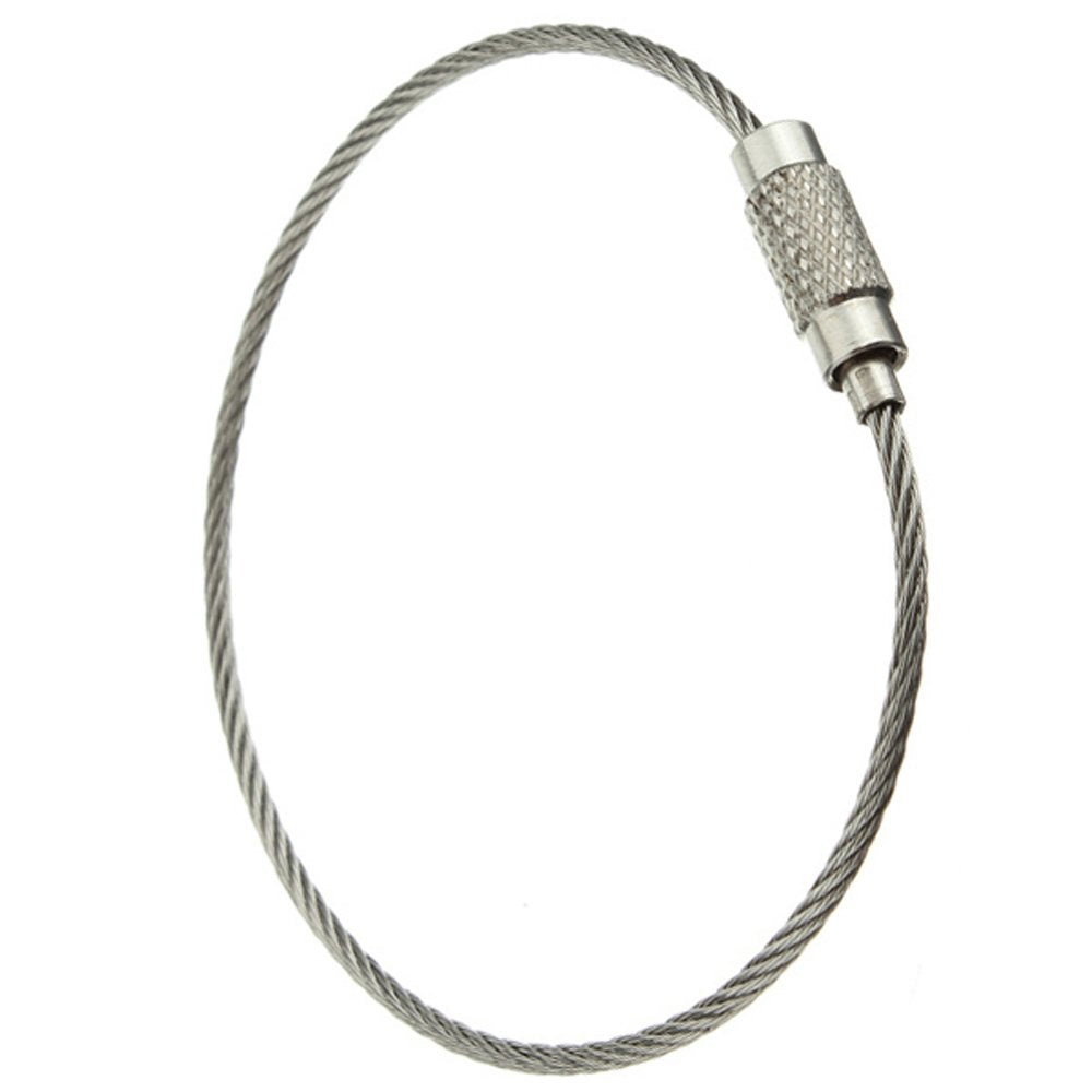 FamilyMall 5pcs stainless steel wire keyring keeps keys organized.